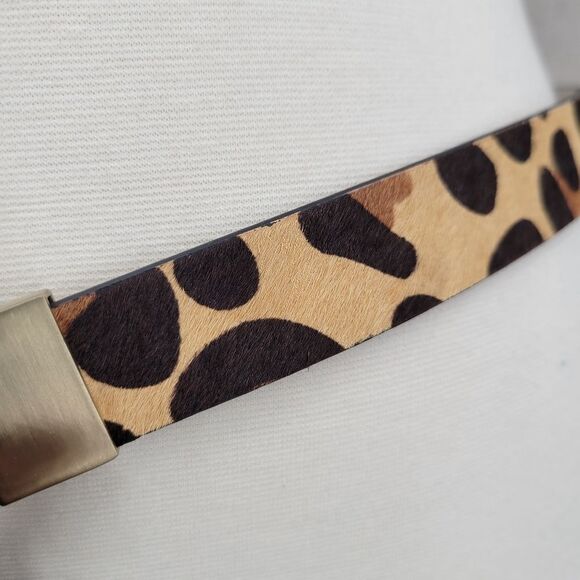Chico's Belt Leopard Pony Hair Dyed Calf Hair Hook and Circle Toggle Closure NEW - Picture 3 of 12